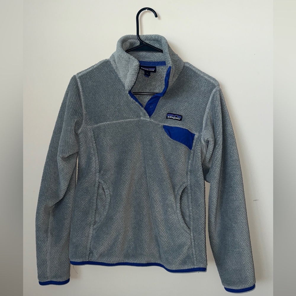 Vintage Blue/Grey Patagonia Snap, Size Small,  Synchilla Fleece Pullover Sweater